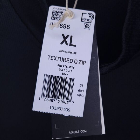 Adidas Sweatshirt Mens XL Black Golf 1/4 Zip Pullover Textured Ultimate 365 NWT - Picture 10 of 12